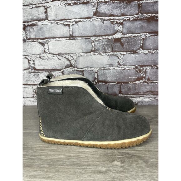 Minnetonka Tucson Gray Suede Southwestern Fur Lined Booties Women Sz 7M US/38EU - Picture 10 of 16